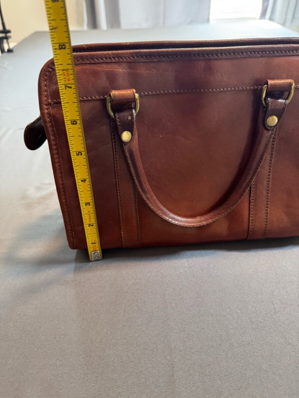 Brahmin Cognac Leather Satchel with Brass Medallion - Picture 7 of 7